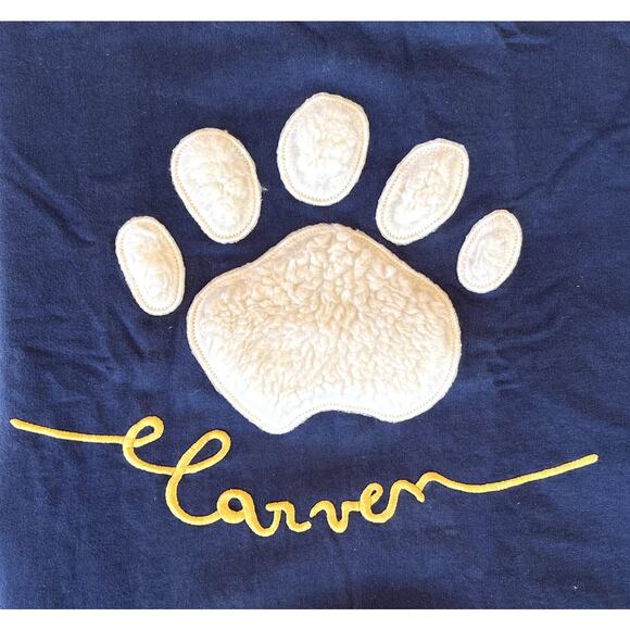 Carven Pullover Lightweight Sweatshirt Paw Print Sherpa Fleece Navy S Unisex - Picture 5 of 9